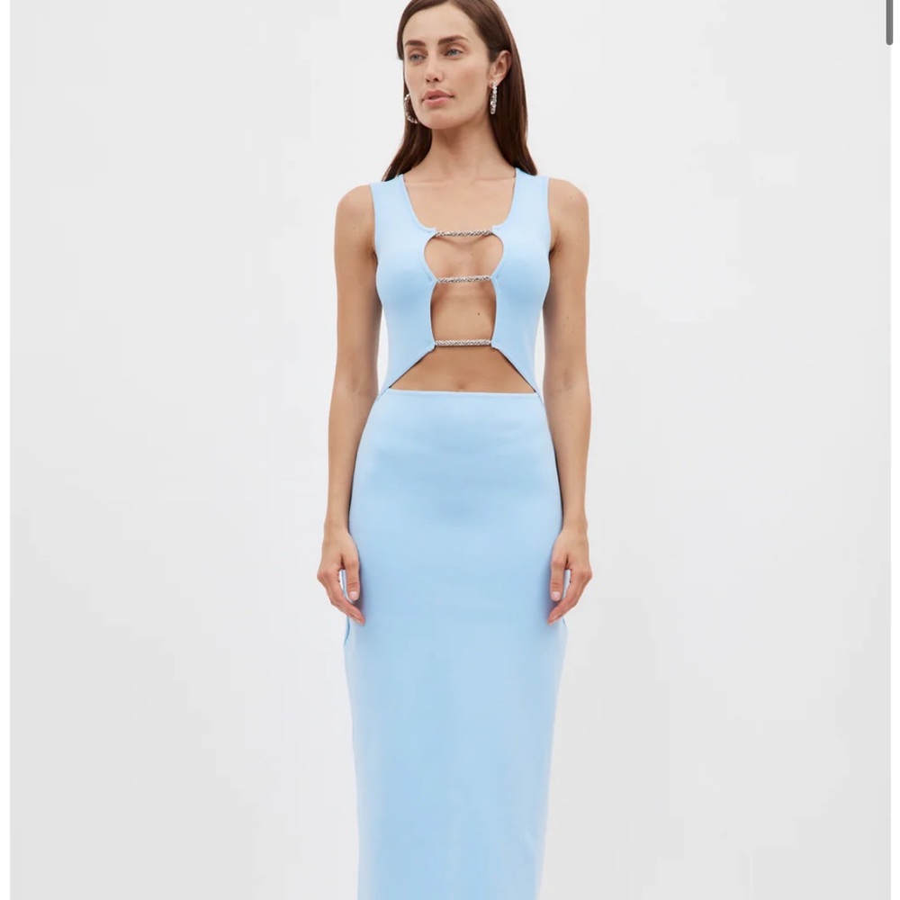 Christopher Esber CRYSTAL baby BLUE COLUMN DRESS 😍 xs